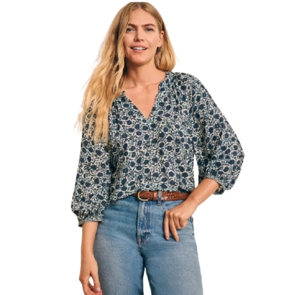 Faherty Portia Top- Navy Folly Floral